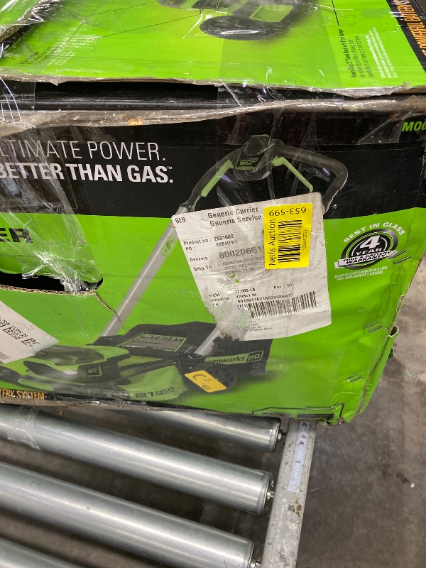 Photo 1 of 
***Very used***
Greenworks 60V 21” Cordless (Push) Lawn Mower (LED Lights + Aluminum Handles), 5.0Ah Battery and Rapid Charger