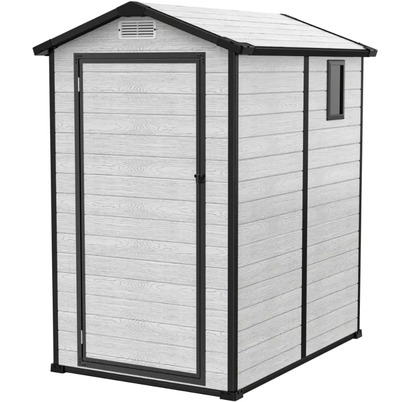 Photo 1 of ****Box 2 of 2***

***The model and color may vary***

 6x4ft Outdoor Resin Storage Shed, Plastic Garden Tool Shed with Floor for Lawnmowers/Bicycles/Pool Supplies, Gray
