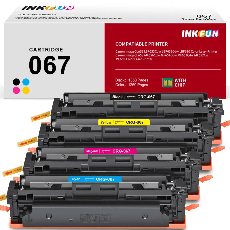 Photo 1 of 067 Toner Cartridge for Canon 067 067H CRG-067 Toner Cartridge 4 Pack for Canon ImageCLASS MF656Cdw MF654Cdw MF653Cdw MF652Cw MF650 LBP633Cdw LBP632Cdw LBP630 Printer (Black Cyan Magenta Yellow)
