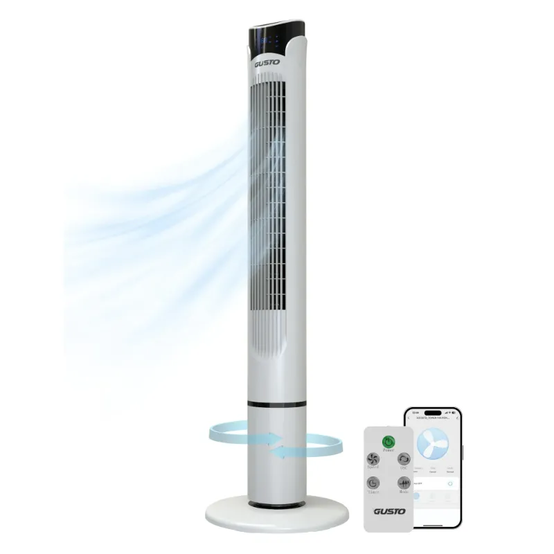 Photo 1 of ***PARTS ONLY***Tzumi Smart Tower Fan, Oscillating Standing Floor Fan with Remote, LED Display, and WiFi Function, 40" White