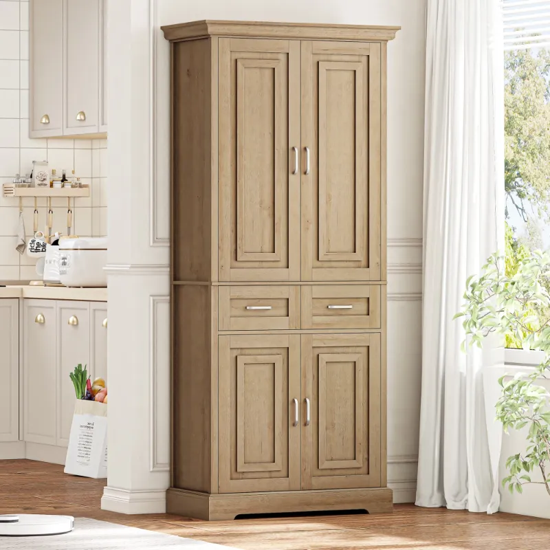 Photo 1 of ***PARTS ONLY***
Homfa 70.9'' Tall Kitchen Pantry with 4 Doors, 2 Drawer Modern Freestanding Storage Cabinet for Dining Room Living Room, Nature Wood