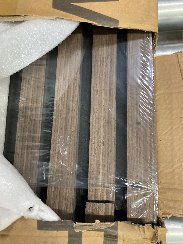 Photo 1 of ***the panels are split in the middle***Acoustic Wood Wall Panels, 2-Pack 94.5" x 12.6" Soundproof Wall Panels, Wood Slat Wall Panels for Wall Decor, Walnut