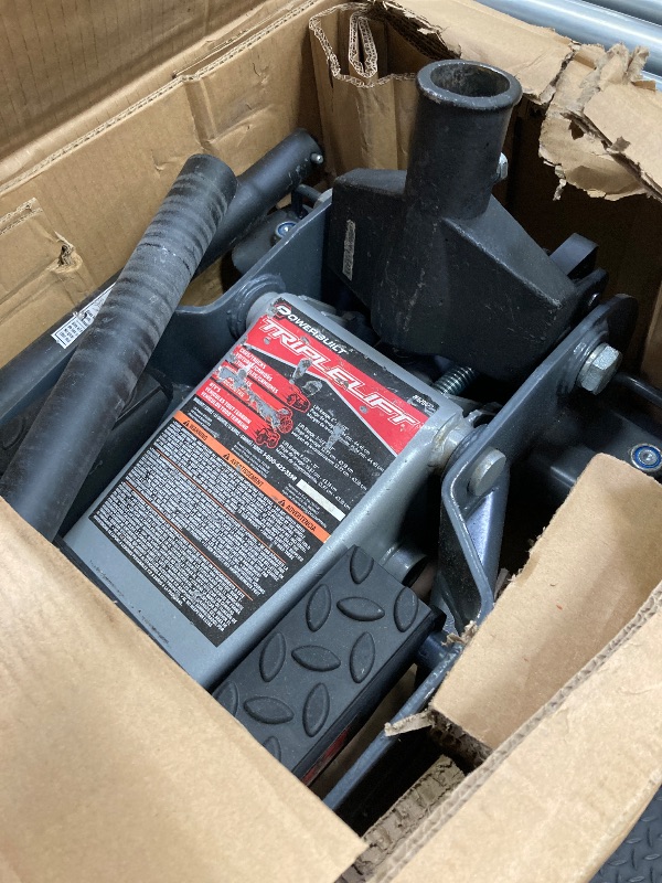 Photo 1 of ***PARTS ONLY**Powerbuilt 2 Ton Triple Lift Floor Jack, Lifts Cars, Trucks, Motorcycles, ATV's, Transmissions, Tie-Down Loops, Locking Safety Bar - 620422E, Silver