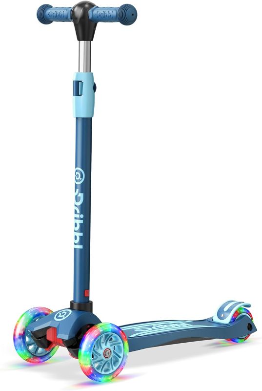 Photo 1 of 3-Wheel Kids Scooter - Lean-to-Steer Technology, Adjustable Height Handlebar, Wide Anti-Slip Deck, Scooter for Boys & Girls Ages 3+, Child Safety Approved, Support Riders Up to 165 lbs, Blue
