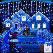 Photo 1 of 1600 LED 164FT Outdoor Christmas Lights Plug in 8 Modes with Timer Dimmable Christmas Decorations Waterproof Indoor Curtain String Lights for Roof Porch Garden Holiday Wedding Party Decor Blue