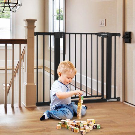 Photo 1 of ***MISSING PARTS***29.5 -43.3 Extra Wide Safety Baby Gate for Stairs Doorways Top of Stairs Black
