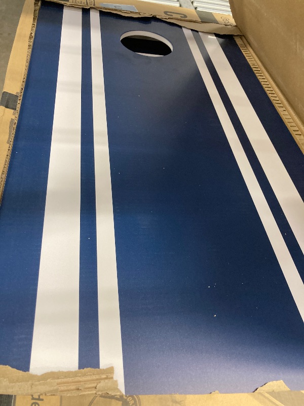 Photo 1 of ***MISSING PARTS AND THERE ARE CRACKS ON THE BORADS******GoSports 4 x 2 ft Resort Collection All Weather Cornhole Board Set - Regulation Size - Blue Stripe