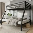 Photo 1 of Amolife Twin over Full Size Metal Bunk Bed with Removable Ladder, Full-Length Guardrail, Black
