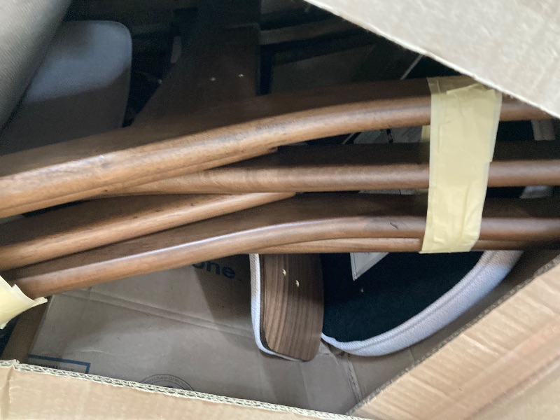Photo 1 of ***3 chairs, similar to pictured*** Dining Chairs Set of 4, Mid Century Modern Dining Chairs with Curved Backrest and Wood Legs, Walnut Finished Frame Upholstered Dining Room Chairs for Kitchen, Living Room (Light Beige) 