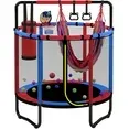 Photo 1 of ***MISSING FRAME/JUST THE NETTING AND BASE**Mini Round Trampoline for Kids with Basketball Hoop, SEGMART 55'' Indoor Outdoor Toddler Trampoline with Enclosure Net, Swing, Sandbag, Ring, Ocean Balls, Small Trampoline Gift for Boys Girls, Blue AND RED