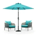 Photo 1 of .5ft Outdoor Market Patio Umbrella w/ Push Button Tilt and Crank 6 Ribs, Turquoise