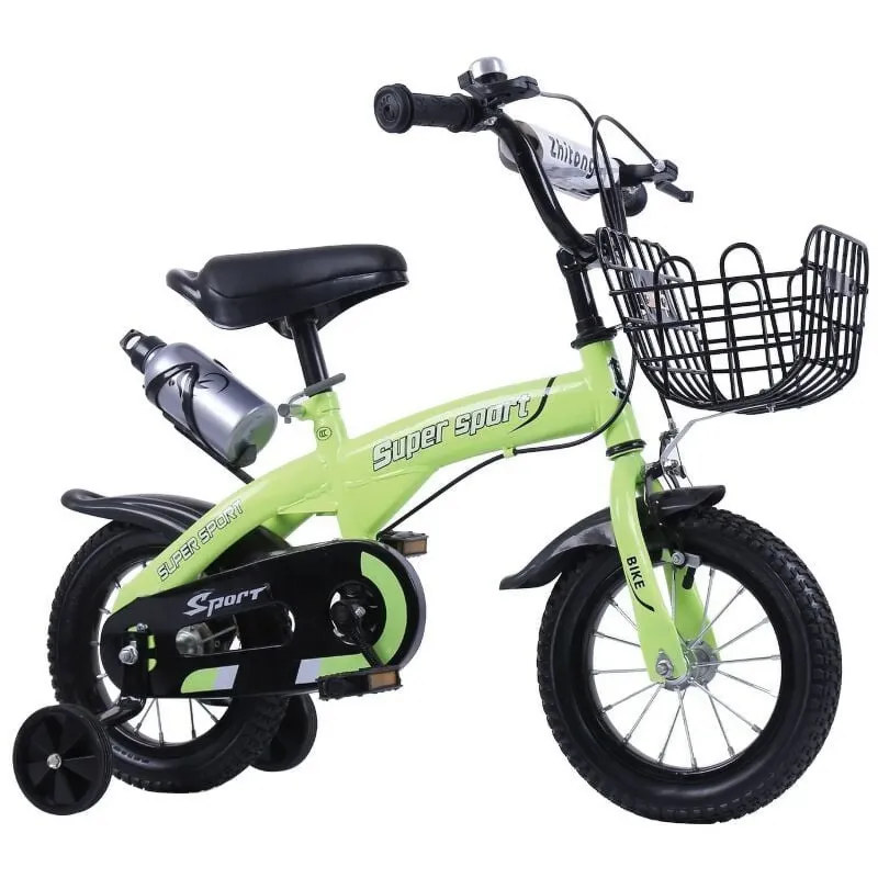 Photo 1 of 12 Inch Kids Bike with Training Wheels, Height Adjustable Kids Bicycle with Basket/Water Bottle/Inflator/, Christmas Birthday New Year Gifts for Girls Boys Toddlers Kids 1 to 5 Years Old