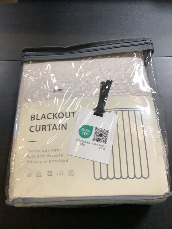 Photo 1 of 100% Blackout Shield Linen Blackout Curtains for Bedroom 84 Inches Long, Back Tab/Rod Pocket Living Room Drapes, Thermal Insulated Blackout Curtains 2 Panels Set, 50" W x 84" L, Cream