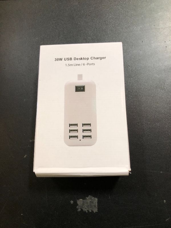 Photo 1 of 6 Ports USB Charger Hub Desktop US Plug AC Power Wall Travel Charging Adapter Slots Charging Station Extension Socket Outlet with Cable
