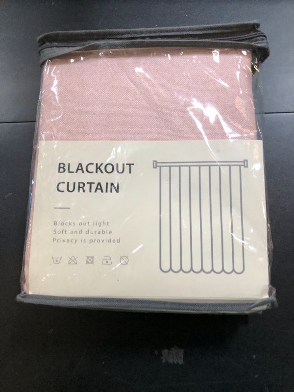 Photo 1 of 100% Blackout Shield Linen Blackout Curtains for Bedroom 84 Inches Long, Back Tab/Rod Pocket Living Room Drapes, Thermal Insulated Blackout Curtains 2 Panels Set, 50" W x 84" L, Blush Pink