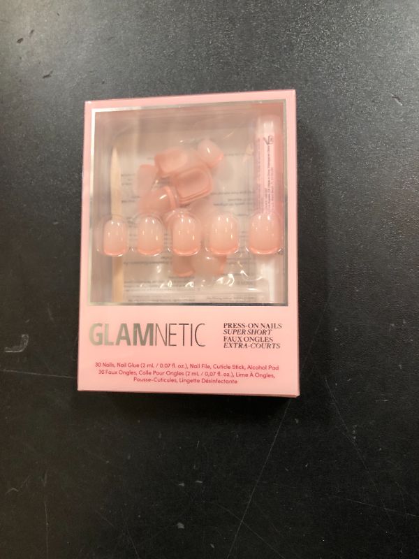 Photo 1 of Glamnetic Press On Nails - French Peach | Super Short Round Fake Nails with Peach French Tips and Glossy Finish, Reusable Spring Nails | 15 Sizes - 30 Nail Kit with Glue