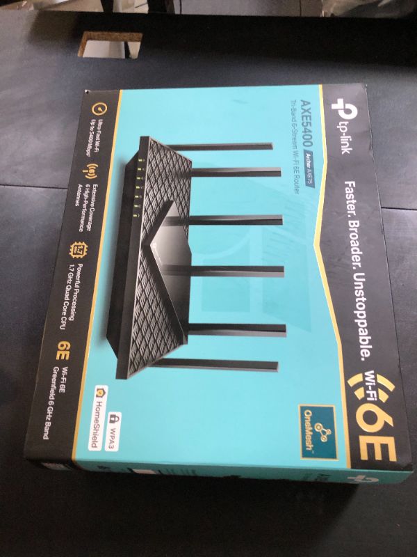 Photo 1 of TP-Link AXE5400 Tri-Band WiFi 6E Router (Archer AXE75)- Gigabit Wireless Internet Router, ax Router for Gaming, VPN Router, OneMesh, WPA3, Black