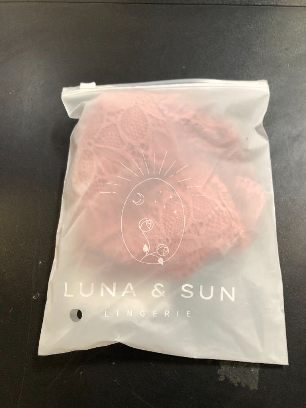 Photo 1 of Luna & Sun Soft Sexy Breathable Wirefree Lace Padded Halter Bralette (for A-C Cups) (XS, Dark Orange)