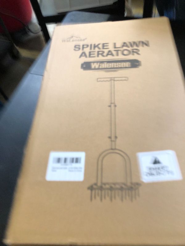 Photo 1 of Walensee Lawn Aerator Spike Metal Manual Dethatching Soil Aerating Lawn with 15 Iron Spikes, Pre-Assembled Grass Aerator Tools for Yard, Lawn Aeration, Garden Tool, Revives Lawn Health, Patented