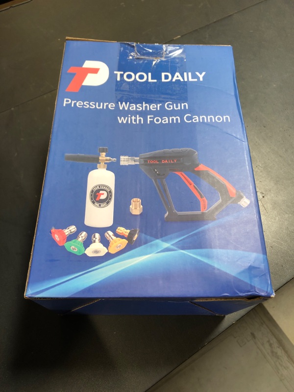 Photo 1 of Tool Daily Short Pressure Washer Gun with Foam Cannon, 1/4 Inch Quick Connector, with 5 Pressure Washer Nozzle Tips, 1 Liter