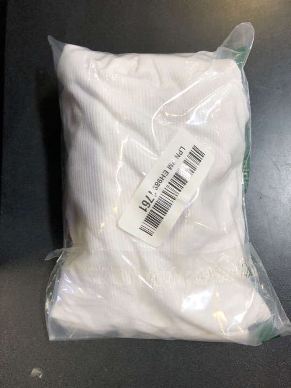 Photo 1 of ANRABESS Women Short Sleeve Crewneck Ribbed Knit Slim Fitted Shirts Summer Tops Basic Tee T-Shirt Casual Spring 2025 Clothes White Medium