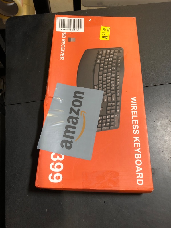 Photo 1 of QUASIO Ergonomic Wireless Keyboard with Wrist Rest, Wave Keys, Comfortable Natural Typing, 2.4GHz Full Size Ergo Wireless Computer Keyboard for Multi-OS, Windows, Mac OS Laptop/PC/Notebook (Black)