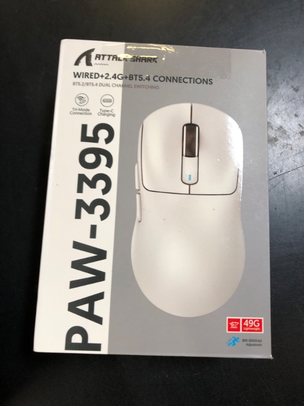 Photo 1 of ATTACK SHARK X3 Wireless Gaming Mouse, 49g Ergonomic Computer Mouse, Triple Modes PAW3395 26K DPI Optical Sensor, 200h Battery Life, Programmable Buttons, Gaming Accessories for PC/Laptop/Mac (Purple)