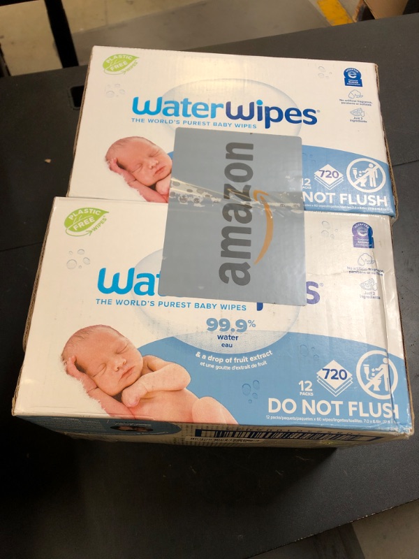 Photo 1 of WaterWipes Plastic-Free Original Baby Wipes, 99.9% Water Based Wipes, Unscented & Hypoallergenic for Sensitive Skin, 60 Count (Pack of 12), Packaging May Vary