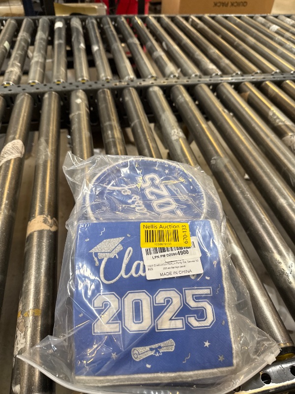 Photo 1 of OuMuaMua 2025 Graduation Party Dinnerware Supplies - 200 Pcs Blue White Graduation Disposable Plates and Napkins for 2025 College High School Graduation Party Decorations, Serves 50