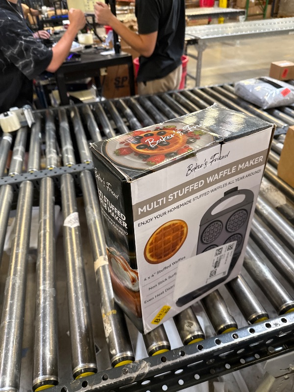 Photo 1 of Baker's Friend Multi Stuffed Waffle Maker Thick, 4-Slice with 1.2'' Thick & 4'' Dia, Belgian Mini Waffle Maker Flip, Nonstick Breakfast Sandwich Maker, Stuffed Waffle Iron, Graphite
