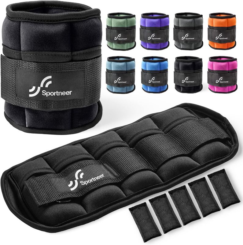 Photo 1 of Sportneer Adjustable Ankle Wrist Weights for Men Women Kids, Adjustable Leg & Cuff Weight Straps for Fitness, Walking, Running, Aerobics, Yoga, Gym | 2 lbs for Each Ankle, 1 Pair Total Weight 4 lbs
