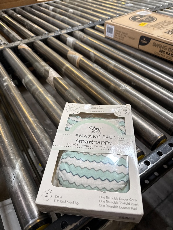 Photo 1 of Amazing Baby Hybrid Cloth Diaper Cover with Pocket-Sling, Small, Sz 2 (8-15 lbs), Use with Boosties Inserts, Denim Mini Chevron, SmartNappy Set includes Muslin Cover + Tri-fold Insert + Booster Pad