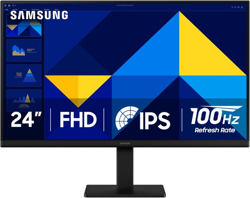 Photo 1 of SAMSUNG 24" (S30GD) Essential Monitor with IPS Panel and Tilt Only Stand, 100Hz Refresh Rate, Ergonomic Design, Advanced Eye Care, Game Mode, LS24D304GANXZA
