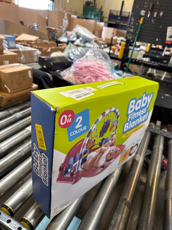 Photo 1 of Dearlomum Baby Play Mat & Gym, Fun Piano Tummy Time Activity Mat with 5 Sensory Toys, Music & Lights - Boy & Girl Gifts, 0-12 Months (Blue)