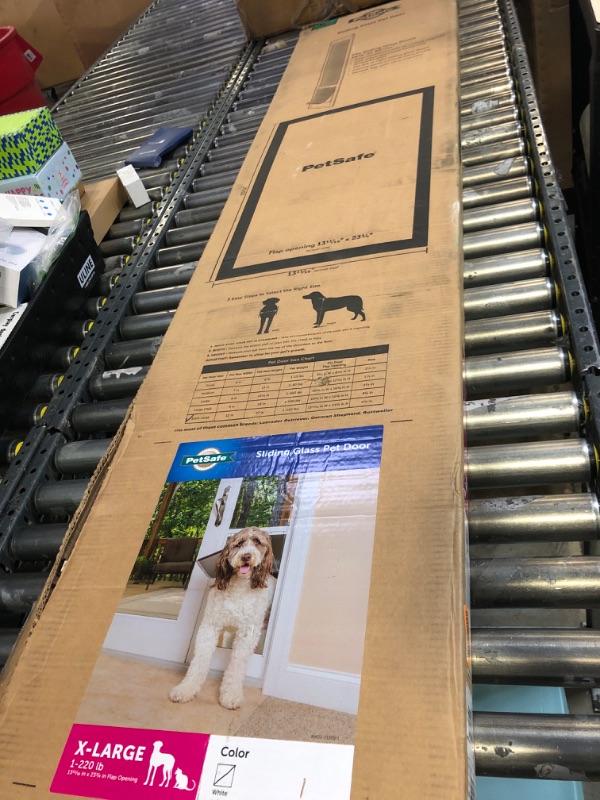 Photo 1 of PetSafe Doggy Door for Sliding Glass Doors, Adjustable Height 75 7/8" to 81", No-Cut DIY Install, Aluminum Panel, Ideal for Renters, for Extra Large Dogs Up to 220 lb., (White, X-Large)