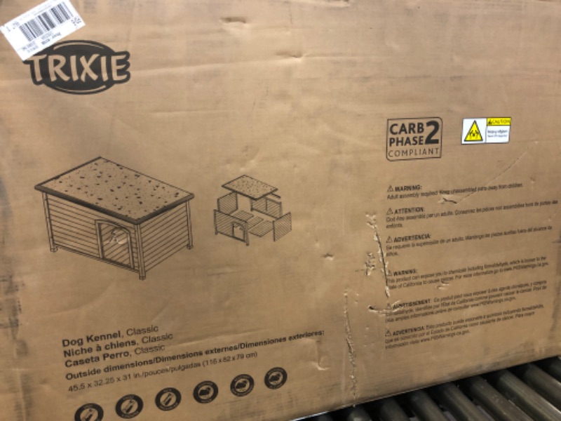 Photo 1 of TRIXIE Natura Classic Dog House – Outside, Large, Weatherproof Sealer & Hinged Roof, Adjustable Legs