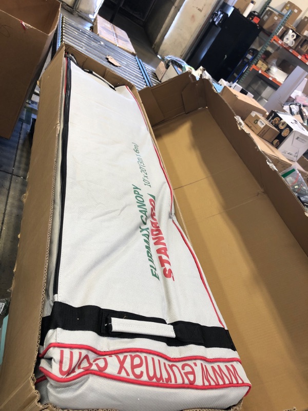 Photo 1 of Eurmax USA 10'x20' Pop Up Canopy Tent Commercial Instant Canopies with Heavy Duty Roller Bag,Bonus 6 Sand Weights Bags (White)