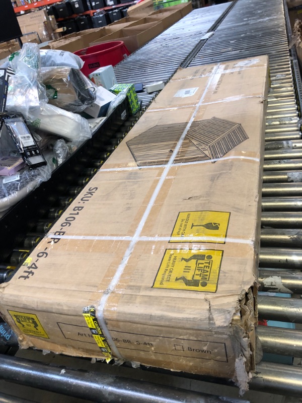 Photo 1 of COMHOMA Shed Outdoor Storage Shed Metal,Lockable Doors Tool Sheds with Sloping Roof,Steel Garden Shed with Air Vent for Backyard,Patio,Lawn,Poolside (Brown, 6x4)