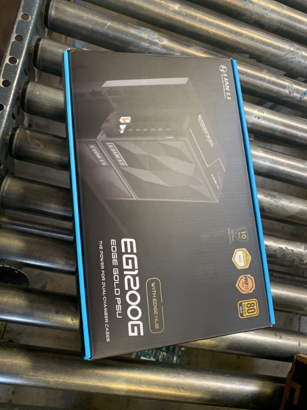 Photo 1 of Lian Li Edge Serie - 1200W Full Modular Power Supply (Fan USB Hub Included) - Gold - ATX 3.1 - PCIE 5.1 Support - 12V-2x6 Connector - L-Shape Design for Dual Chamber Case - Black (EG1200G.BH)