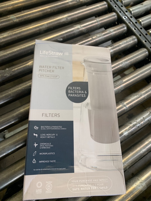 Photo 1 of LifeStraw Home – Water Filter Pitcher, 7-Cup, Pebble, BPA Free Designed for Everyday Protection Against Bacteria, parasites, microplastics, Lead, Mercury, PFAS, and A Variety of Chemicals