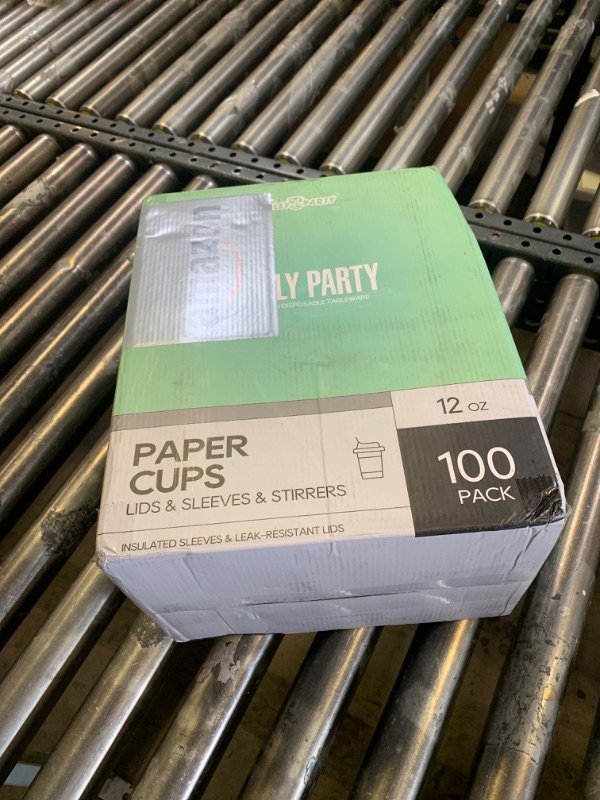 Photo 1 of [100 Pack] 12 oz Paper Coffee Cups, Disposable Paper Coffee Cup with Lids, Sleeves, and Stirrers, Hot/Cold Beverage Drinking Cup for Water, Juice or Tea, Suitable for Home, Shops and Cafes