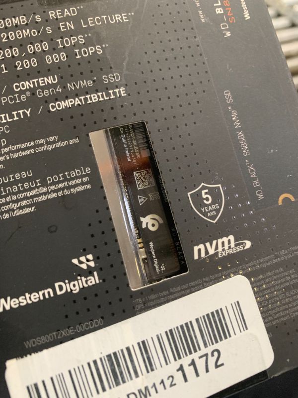 Photo 1 of WD_BLACK 8TB SN850X NVMe Internal Gaming SSD Solid State Drive - Gen4 PCIe, M.2 2280, Up to 7,200 MB/s - WDS800T2X0E