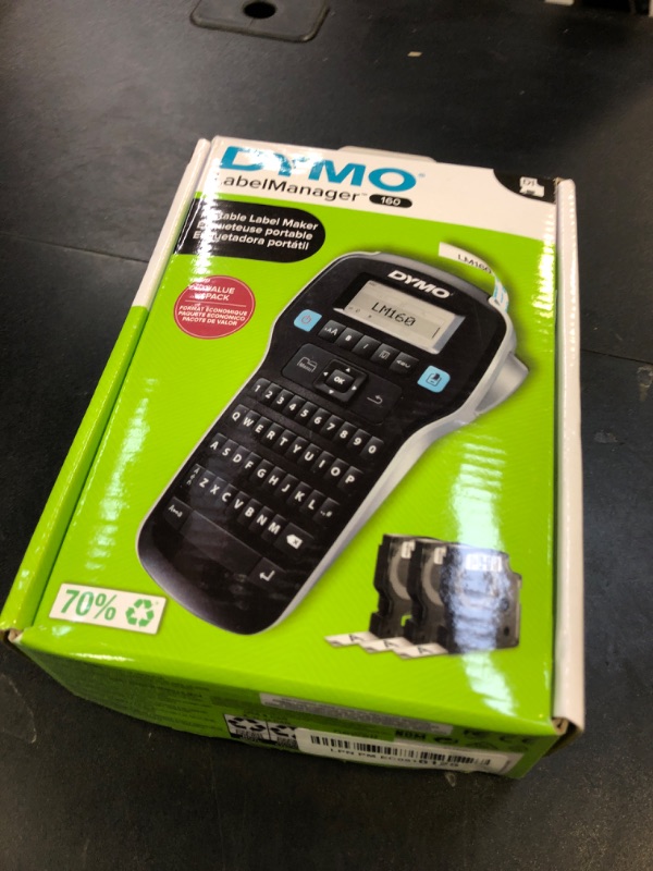 Photo 1 of DYMO LabelManager 160 Portable Label Maker Bundle, Easy-to-Use, One-Touch Smart Keys, QWERTY Keyboard, Large Display, For Home & Office Organization, Includes 3 D1 Label Cassettes