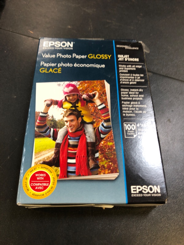 Photo 1 of Epson Value Photo Paper Glossy, 4"x6", 100 Sheets (S400034)