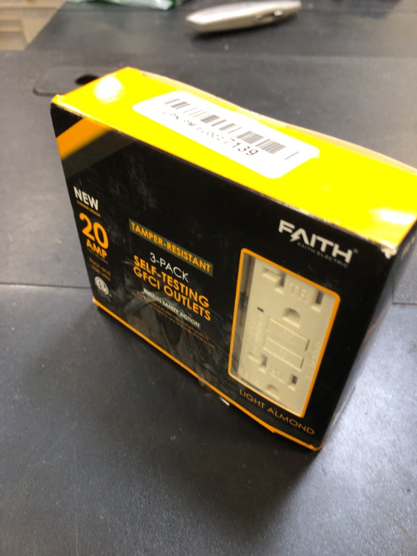 Photo 1 of GFCI Outlet 20 Amp [3-Pack], ETL Listed, Tamper-Resistant GFI Duplex Receptacles with LED Indicator, Self-Test Ground Fault Circuit Interrupter, Light Almond, 3 Piece