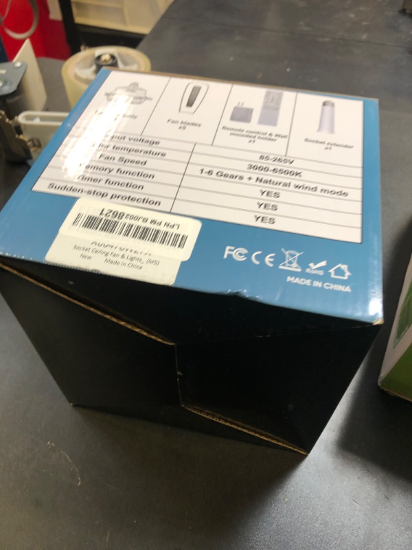 Photo 1 of 15.7" Socket Fan with Light and Remote, 3000K-6500K, 1700LM, Wireless Screw in Light Socket Fan for Bedroom, Kitchen, Living Room, Garage, E26 Base