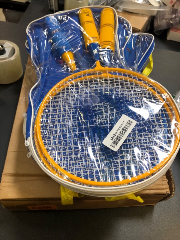 Photo 1 of Upgraded 6 Pack Kids Badminton Rackets Set with Soft Grip, Oversize & Lightweight Shuttlecocks Racquet with 2 Carry Bag and 12 Shuttlecocks for Children Youth, 6 Player Sport Game for Outdoor Backyard