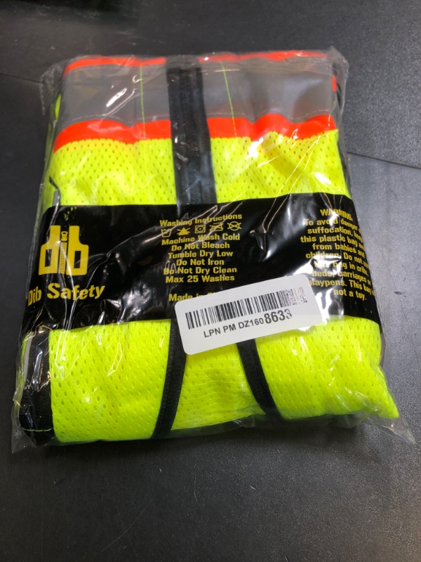 Photo 1 of Dib Safety Vest Reflective with Pockets and Zipper, High Visibility Mesh ANSI Class 2, Made with 3M Reflective Tape, Yellow and Black Large