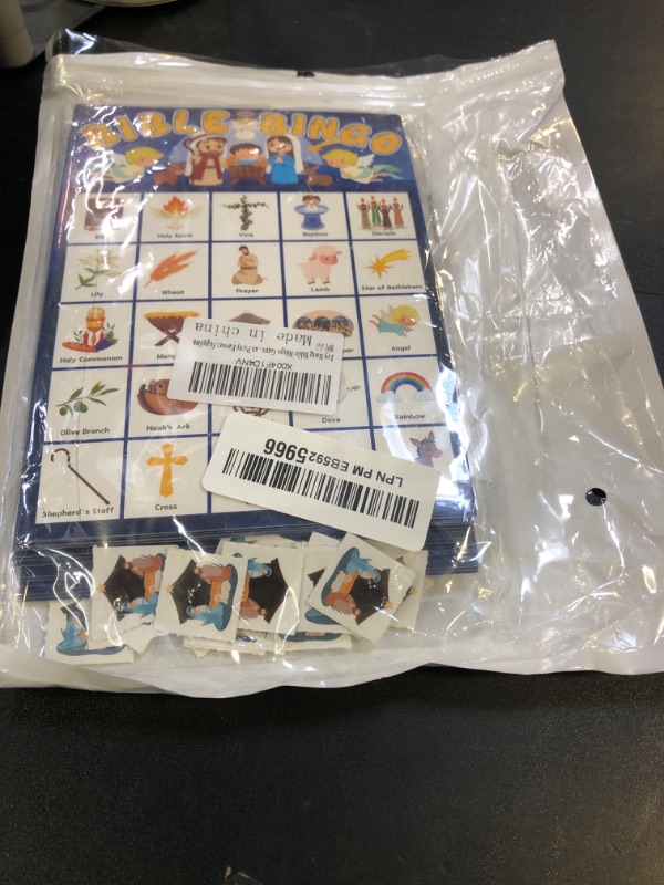 Photo 1 of Joy Bang Bible Bingo Games for Kids, Bible Bingo Cards 24 Player Sunday School Crafts for Kids Easter Christian Religious Activities Games Holiday Nativity Party Favors Gifts for Childrens