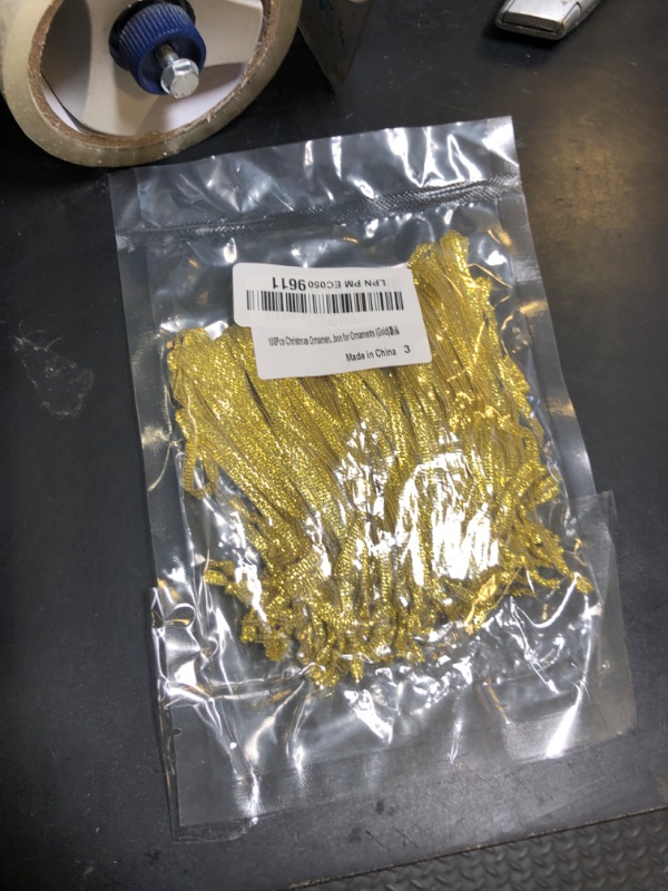 Photo 1 of 100Pcs Christmas Ornament Hangers, Hand Tied Ribbon Loops, Thin Gold Ribbon